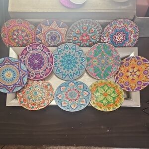 *Bedazzled Colorful Mandala Coasters Set*